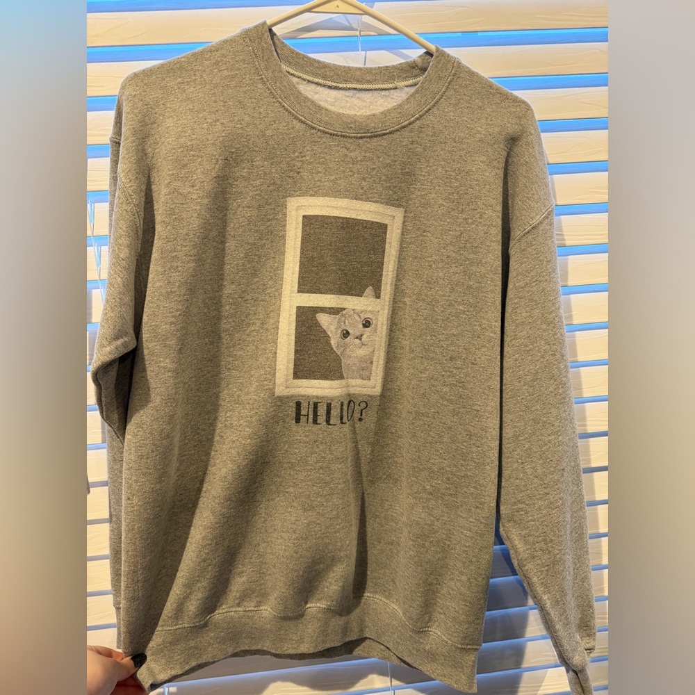 Gray Cat Window Sweater